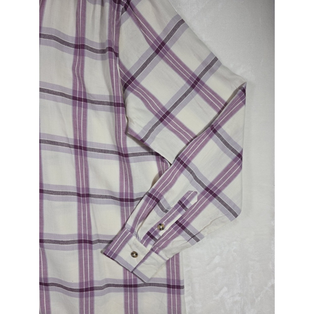 Knox Rose Plaid Button Front Shirt Long Sleeve White Purple Women's XL - Picture 8 of 11